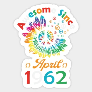 Funny Birthday Quote, Awesome Since April 1962, Retro Birthday Sticker